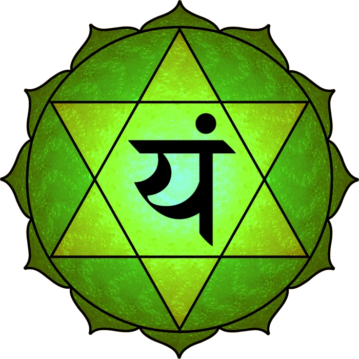 Herzchakra (Anahata) – Chakra-Symbol in Grün (ergänzend Rosa)
