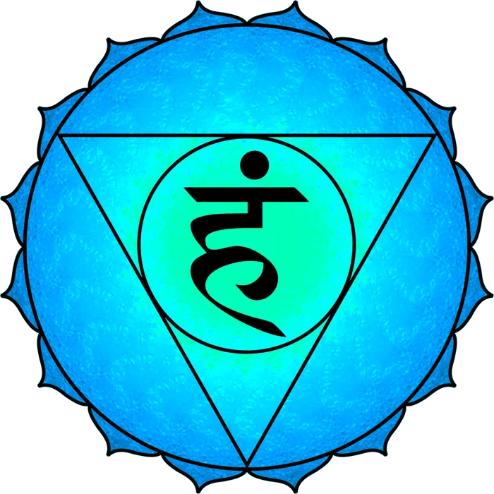 Kehlchakra (Vishuddha) – Chakra-Symbol in Hellblau, Türkis